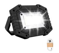 Trongle LED Rechargeable Work Light, 3 Modes Outdoor Security Light with COB Floodlight 30W Waterproof Battery Lights with USB Port for Garage, Camping, Fishing, Black (Batteries Included)