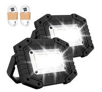 Trongle LED Rechargeable Work Lights, 30W Floodlight Battery Security Light with 3 Modes Outdoor COB Camping Lights with USB Waterproof for Garage, Fishing, Hiking, Black, 2 Packs (Battery Included)