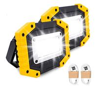 Trongle LED Rechargeable Work Lights, 30W Floodlight Battery Security Light with 3 Modes Outdoor COB Camping Lights with USB Waterproof for Garage, Fishing, Hiking, 2 Packs (Battery Included)