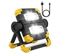 Trongle LED Work Lights, 1400LM 10W COB USB Rechargeable Flood Lights LED Light with Waterproof Nightlight Longer Working Hour Camping Lights for Yard, Emergency, Fishing, Hiking Yellow,JIUJIU-B-C7
