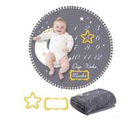 Trongle Newborn Milestone Monthly Blanket, Baby Growth Tracking and Memory Mat, Super Soft Baby Blanket, Goodnight Moon Theme, For Photoshoots and Full Month Gifts, 2 Photo Frame, 110 * 110cm