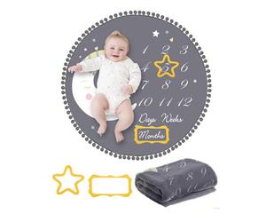 Trongle Newborn Milestone Monthly Blanket, Baby Growth Tracking and Memory Mat, Super Soft Baby Blanket, Goodnight Moon Theme, For Photoshoots and Full Month Gifts, 2 Photo Frame, 110 * 110cm