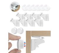 Trongle Safety Magnetic Cupboard Child Locks, 8 Locks 2 Keys 6 Corner Protector, Child Safety Cupboard Locks, Child Door Locks No Screws or Drilling, Easy Install, for Cupboards, Drawers and Fridge