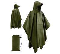 Trongle Waterproof Rain Poncho Adults, Reusable Lightweight Waterproof Poncho 3-in-1 Multifunctional Waterproof Raincoat with Hood for Hiking, Camping & Outdoor Activities, Green