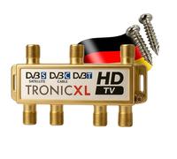 TronicXL 6-Way Splitter Premium TV Cable Adapter Antenna Distributor Cable TV DVBC e.g. for Unitymedia Splitter Unicable 6-Way HD Suitable 4K HDTV DC Passage FM Radio Satellite Systems