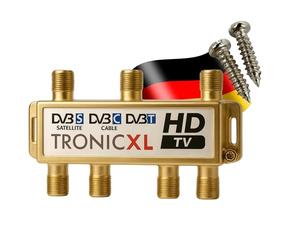 TronicXL 6-Way Splitter Premium TV Cable Adapter Antenna Distributor Cable TV DVBC e.g. for Unitymedia Splitter Unicable 6-Way HD Suitable 4K HDTV DC Passage FM Radio Satellite Systems