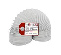 TronicXL PVC Exhaust Hose, 6m, 100mm Diameter, White, for Tumble Dryers & Ventilation Systems