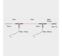 Tronix 2Hook 1Up 1Down Rig (Size 1/0) - Silver, Silver