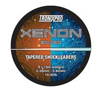 Tronixpro Unisex's Xenon Tapered Leader 50/50 Fishing Line, Orange/Clear, 15m