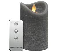 TRONJE 5" LED Candle with Timer and Remote Control - flameless Pillar Candle Ø8x13cm - Wax Candles with Moving Flame - Battery Operated - Stone Grey