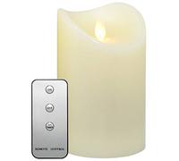 TRONJE 6" LED Candle Ivory White with Timer and Remote Control - flameless 15cm Pillar Wax Candle - Moving Flame - Battery Operated - Burn Time 1000h
