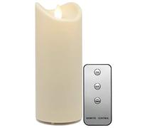 TRONJE LED 7" Outdoor Candle with Timer and Remote - Flameless 18cm Pillar Candle Ivory - Moving Flame, Battery Operated, Waterproof, Heat Resistant