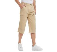 Tronjori Mens Casual Bermuda Long Cargo Shorts Capris Trouser 3/4 Pants with Leg Pockets, Light Khaki, 30