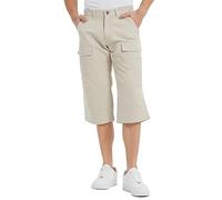 Tronjori Mens Casual Bermuda Long Cargo Shorts Capris Trouser 3/4 Pants with Leg Pockets, Light Stone, 30