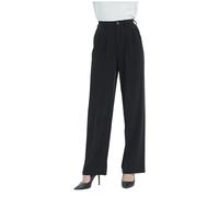 Tronjori Women High Waist Casual Straight Leg Trousers Office Work Trousers Work Trousers Sweatpants Elastic Waist, Black, M