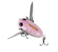 Tronmer Hand-Carved Wooden Topwater Lure - 34mm Popper Frog Bait with 14# Treble Hooks, 6.7g Pink Cartoon Design for Bass/Pike Fishing - Freshwater & Saltwater Corrosion-Resistant
