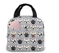 TROONZ All The Frenchies French Bulldog Breed Frenchie Grey Lunch Bag,Insulated Lunch Bag for Adults,Kids,Lunch Tote Bag for Picnics Work School