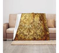 TROONZ Blanket,Anti-Pilling Flannel Blanket Throw Bedspread for Sofa and Bed 100X 125 cm, Basket Beige Gold Vintage In Golden Patterns Brown Colored Rust Rustic Scrap