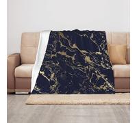 TROONZ Blanket,Anti-Pilling Flannel Blanket Throw Bedspread for Sofa and Bed 100X 125 cm, Navy Blue Gold Marble Parties