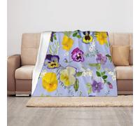 TROONZ Blanket,Anti-Pilling Flannel Blanket Throw Bedspread for Sofa and Bed 100X 125 cm, Pansy Flowers