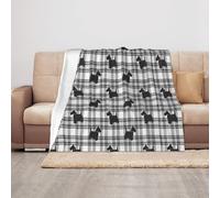 TROONZ Blanket,Anti-Pilling Flannel Blanket Throw Bedspread for Sofa and Bed 100X 125 cm, Scottish Terrier Plaid Scotty Dog
