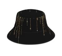 TROONZ Bucket Hat, Night Reflective Bucket Hat Sun Cap Runner Cap Bucket Hat Fisherman Hats,Black Gold Sparkly Glitter