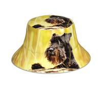 TROONZ Bucket Hat, Night Reflective Bucket Hat Sun Cap Runner Cap Bucket Hat Fisherman Hats,Miniature Schnauzer Pets Black Dogs
