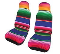 TROONZ Car Seat Cover,Colorful Mexican Stripes Car Chair Cover Universal Car Front Seat Protector 2PC,Easy to Install