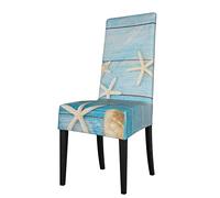 TROONZ Chair Cover Nautical Vintage Board Starfish Dining Chair Cover Seat Protector Stretch Cover for Kitchen, Hotel, Dining Room