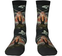 TROONZ Crew Socks,Beautiful Moth Print, Compression Socks Casual Novelty Sports Socks 40CM Long For Unisex