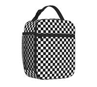 TROONZ Lunch Bag,Checkerboard Black White Inspired Insulated Lunch Box Lunch Tote Bag Picnic Lunch Box for Work School Picnic