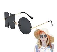 TROONZ Polarized Sunglasses For Women Men | Letter NO Rimless Irregular Unique Design Sunglasses, UV Protection Sunglasses Eyewears For Streetwear
