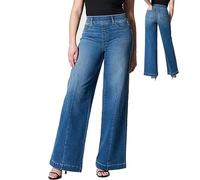 TROONZ Pull- Jeans Wide Leg | Abdominal Tightening Loose Fit High Waist Jeans - Women's Fashion for, Beach, Home, Working, Vacation, Dating Blue