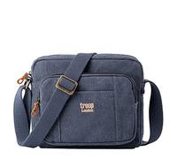 Troop London TRP0235 Classic Canvas Across Body Bag, Canvas Bag Smaller than A4, Blue