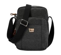 Troop London TRP0370 Classic Canvas Across Body Bag Black - Stone Washed