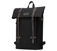 Troop London TRP0425 Heritage Canvas 15" Laptop Backpack, Smart Casual Daypack with Foldable Top Jet Black