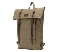 Troop London TRP0425 Heritage Canvas 15" Laptop Backpack, Smart Casual Daypack with Foldable Top Khaki