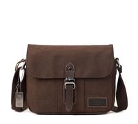 Troop London TRP0440 Heritage Canvas Leather Across body Bag, Small Travel Bag