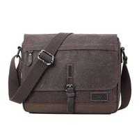 Troop London TRP0443 Heritage Canvas Leather Messenger Bag, Travel Bag, Tablet Friendly