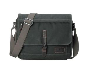 Troop London TRP0443 Heritage Canvas Leather Messenger Bag, Travel Bag, Tablet Friendly