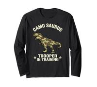 Trooper in Training Camo Saurus Military Kids boy Long Sleeve T-Shirt
