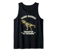 Trooper in Training Camo Saurus Military Kids boy Tank Top