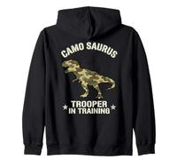 Trooper in Training Camo Saurus Military Kids boy Zip Hoodie