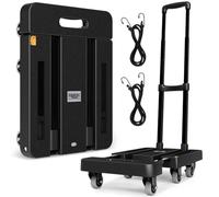 Troozy Folding Sack Truck with Brakes, Transport Trolley 226 kg, Transport Trolley with 4-Level Telescopic Handle, Folding Sack Truck, 6 Universal Wheels with Ball Bearings, 2 Flexible Ropes, Low