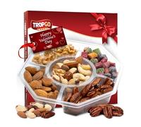 Tropgo 5 Sections Mixed Nuts Gift Set - Delicious Almonds, Walnuts, Cashews, Sweet Mango Cubes & Pecans Mixed Nuts Snacks - Festive Food Gifts, Red Happy Valentine's Snacks Box for Party Food