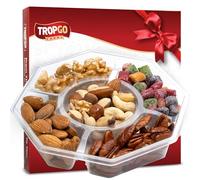 Tropgo Mixed Nuts Gift Set - Raw Pecans, Walnuts, Almonds & Mini Mango Cubes - Kosher Assortment in Elegant Red Box - Fruit and Nut Mix for Sharing - Thoughtful Mothers Day Gifts