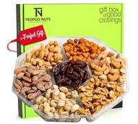 Tropgo 7 Sections Mixed Nuts Gift Set - Almonds, Walnuts, Honey Glazed Peanuts, Cashews, Honey Glazed Pecans, Pistachios, and Mixed Nuts - Party Gift Sets for Men and Women in Gift Box
