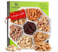 Tropgo 7 Sections Mixed Nuts Gift Set - Delicious Almonds, Walnuts, Honey Glazed Peanuts, Cashews, Honey Glazed Pecans, Pistachios, and Mixed Nuts Snacks - Green Christmas Snacks Box Party Food