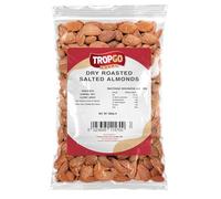 Tropgo Almonds Roasted & Salted 500g - Packed Fresh, Salted Almond Nuts with Fibre, Protein, and Minerals, Perfect for Snacking - Kosher Approved, Large Almonds - Bulk Food Buy
