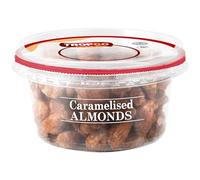 Tropgo Caramelised Almonds 180g - Sweet Nuts in a Resealable and Recyclable Nut Tub - Wholesome Trail Mix with Fibre Protein and Essential Minerals - Healthy Nuts for All Ages